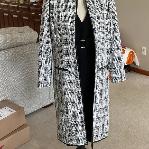 Donna Morgan Black Backless Halter Dress AND a Calvin Klein Coat - Picture 10 of 15